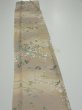Photo3: 4H07z40  Japanese Kimono Silk  FABRIC Flowers Light olive 60.6x7.9 (3)