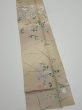 Photo2: 4H09z50  Japanese Kimono Silk  FABRIC Flowers Light olive 82.7x6.9 (2)
