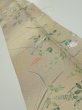Photo2: 4H10z30  Japanese Kimono Silk  FABRIC Flowers Light olive 37.8x6.9 (2)
