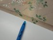 Photo6: 4H10z30  Japanese Kimono Silk  FABRIC Flowers Light olive 37.8x6.9 (6)