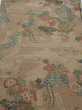 Photo1: 4H01z60  Japanese Kimono Crepe Silk  FABRIC Flowers Brown-Gray 39.4x14.2 (1)