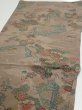 Photo3: 4H01z60  Japanese Kimono Crepe Silk  FABRIC Flowers Brown-Gray 39.4x14.2 (3)