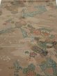 Photo1: 4H02z60  Japanese Kimono Crepe Silk  FABRIC Flowers Brown-Gray 39.4x14.2 (1)