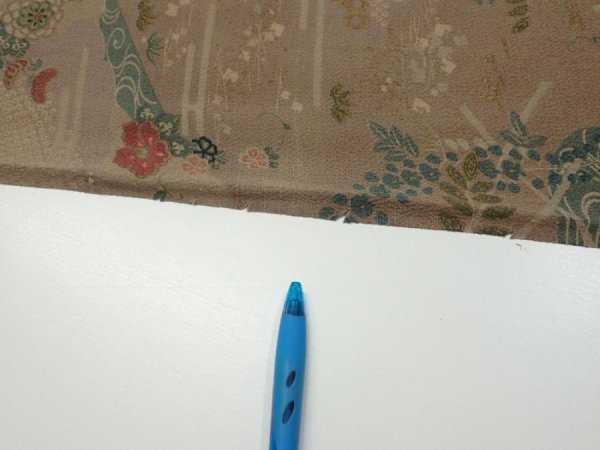 Photo6: 4H02z60  Japanese Kimono Crepe Silk  FABRIC Flowers Brown-Gray 39.4x14.2 (6)