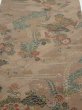 Photo1: 4H05z110  Japanese Kimono Crepe Silk  FABRIC Flowers Brown-Gray 69.3x14.2 (1)