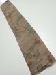 Photo1: 4H10z30  Japanese Kimono Crepe Silk  FABRIC Flowers Brown-Gray 40.2x6.9 (1)