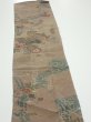 Photo4: 4H10z30  Japanese Kimono Crepe Silk  FABRIC Flowers Brown-Gray 40.2x6.9 (4)