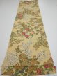 Photo5: 4H01z90  Japanese Kimono Crepe Silk  FABRIC Bird Sulfur yellow 48.4x14.2 (5)