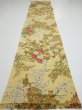 Photo5: 4H03z120  Japanese Kimono Crepe Silk  FABRIC Bird Sulfur yellow 64.6x14.2 (5)