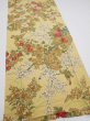 Photo2: 4H04z120  Japanese Kimono Crepe Silk  FABRIC Bird Sulfur yellow 65.0x14.2 (2)
