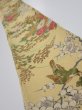Photo1: 4H08z60  Japanese Kimono Crepe Silk  FABRIC Bird Sulfur yellow 57.1x7.5 (1)