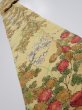 Photo1: 4H09z70  Japanese Kimono Crepe Silk  FABRIC Bird Sulfur yellow 77.2x6.3 (1)