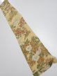 Photo1: 4H10z40  Japanese Kimono Crepe Silk  FABRIC Bird Sulfur yellow 37.0x6.3 (1)