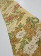 Photo2: 4H10z40  Japanese Kimono Crepe Silk  FABRIC Bird Sulfur yellow 37.0x6.3 (2)