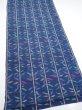 Photo2: 4H03z70  Japanese Kimono Silk TSUMUGI FABRIC Bamboo Navy 63.8x14.6 (2)