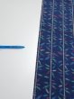Photo6: 4H03z70  Japanese Kimono Silk TSUMUGI FABRIC Bamboo Navy 63.8x14.6 (6)