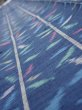Photo4: 4H07z30  Japanese Kimono Silk TSUMUGI FABRIC Bamboo Navy 58.3x7.1 (4)
