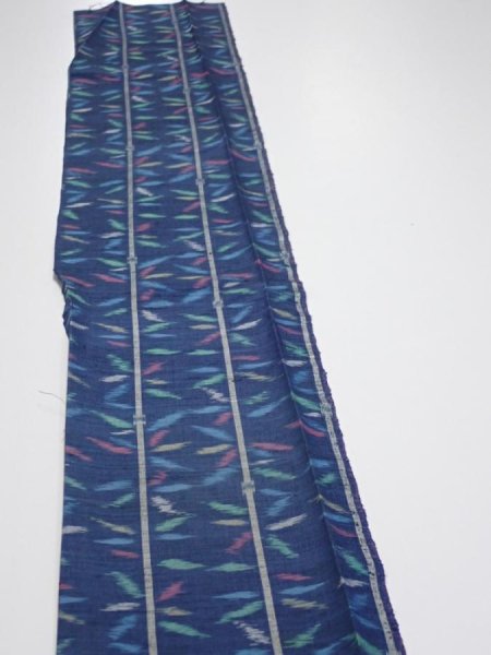 Photo3: 4H08z40  Japanese Kimono Silk TSUMUGI FABRIC Bamboo Navy 58.3x7.3 (3)