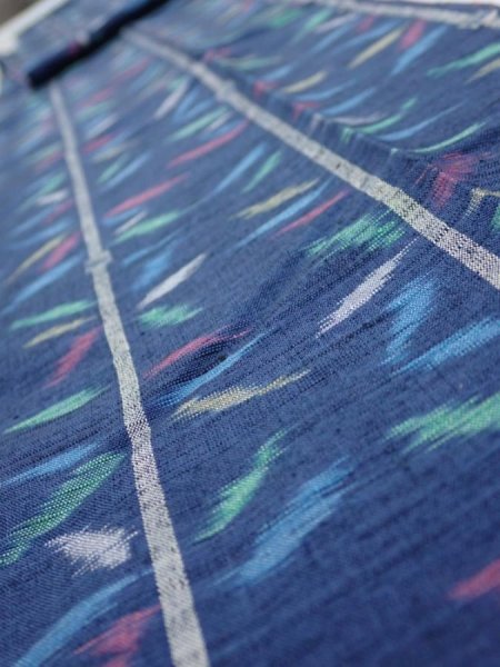 Photo4: 4H09z50  Japanese Kimono Silk TSUMUGI FABRIC Bamboo Navy 79.5x7.3 (4)