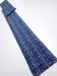 Photo5: 4H09z50  Japanese Kimono Silk TSUMUGI FABRIC Bamboo Navy 79.5x7.3 (5)