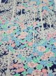 Photo1: 4H01z  Japanese Kimono Silk  FABRIC Flowers Dark navy (1)