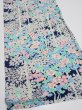 Photo2: 4H01z  Japanese Kimono Silk  FABRIC Flowers Dark navy (2)