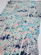 Photo3: 4H01z  Japanese Kimono Silk  FABRIC Flowers Dark navy (3)