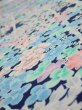 Photo4: 4H01z  Japanese Kimono Silk  FABRIC Flowers Dark navy (4)