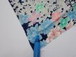 Photo6: 4H01z  Japanese Kimono Silk  FABRIC Flowers Dark navy (6)