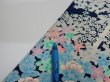 Photo8: 4H01z  Japanese Kimono Silk  FABRIC Flowers Dark navy (8)