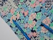 Photo6: 4H02z  Japanese Kimono Silk  FABRIC Flowers Dark navy (6)