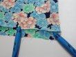 Photo10: 4H02z  Japanese Kimono Silk  FABRIC Flowers Dark navy (10)
