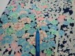 Photo5: 4H03z90  Japanese Kimono Silk  FABRIC Flowers Dark navy 63.8x14.6 (5)