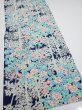 Photo2: 4H05z90  Japanese Kimono Silk  FABRIC Flowers Dark navy 63.8x14.6 (2)