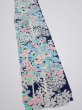 Photo2: 4H06z40  Japanese Kimono Silk  FABRIC Flowers Dark navy 56.7x7.1 (2)