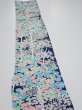 Photo3: 4H06z40  Japanese Kimono Silk  FABRIC Flowers Dark navy 56.7x7.1 (3)