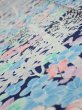 Photo4: 4H06z40  Japanese Kimono Silk  FABRIC Flowers Dark navy 56.7x7.1 (4)