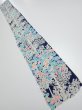 Photo5: 4H06z40  Japanese Kimono Silk  FABRIC Flowers Dark navy 56.7x7.1 (5)