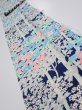 Photo1: 4H07z60  Japanese Kimono Silk  FABRIC Flowers Dark navy 77.2x7.1 (1)