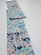 Photo3: 4H07z60  Japanese Kimono Silk  FABRIC Flowers Dark navy 77.2x7.1 (3)
