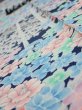 Photo4: 4H07z60  Japanese Kimono Silk  FABRIC Flowers Dark navy 77.2x7.1 (4)