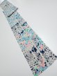 Photo5: 4H07z60  Japanese Kimono Silk  FABRIC Flowers Dark navy 77.2x7.1 (5)