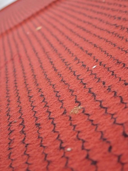 Photo4: 1Y01z60  Japanese Kimono Silk  FABRIC Shibori Red-Brown 42.1x14.4 (4)