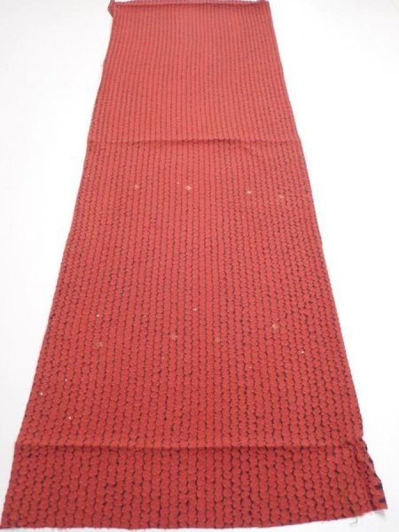 Photo5: 1Y01z60  Japanese Kimono Silk  FABRIC Shibori Red-Brown 42.1x14.4 (5)