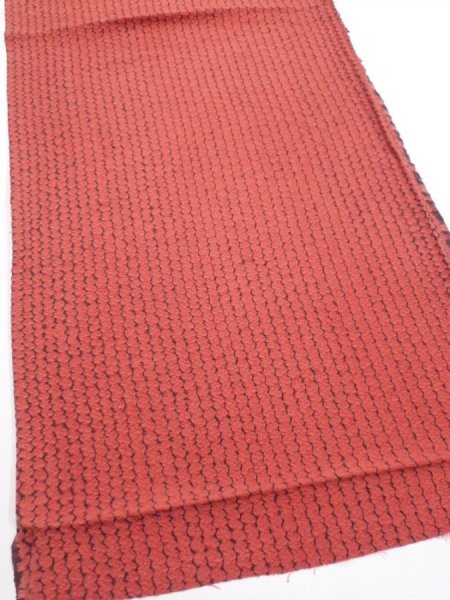 Photo2: 1Y02z60  Japanese Kimono Silk  FABRIC Shibori Red-Brown 41.7x14.4 (2)
