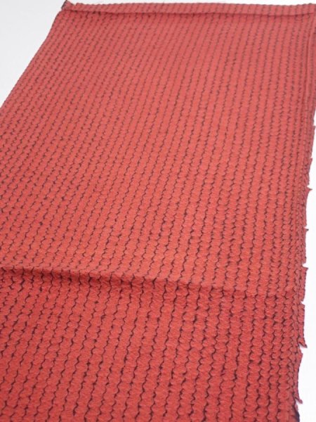Photo3: 1Y02z60  Japanese Kimono Silk  FABRIC Shibori Red-Brown 41.7x14.4 (3)