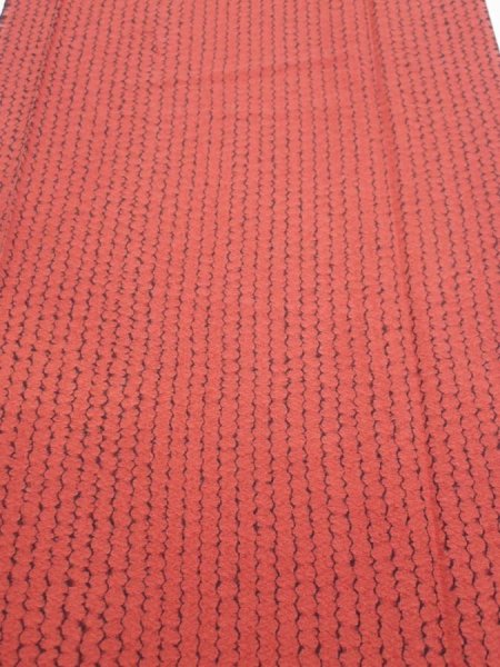 Photo1: 1Y04z90  Japanese Kimono Silk  FABRIC Shibori Red-Brown 66.1x14.6 (1)