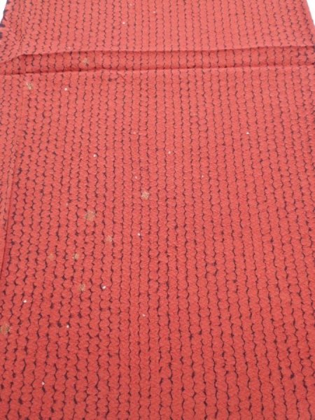Photo1: 1Y06z100  Japanese Kimono Silk  FABRIC Shibori Red-Brown 66.5x14.6 (1)