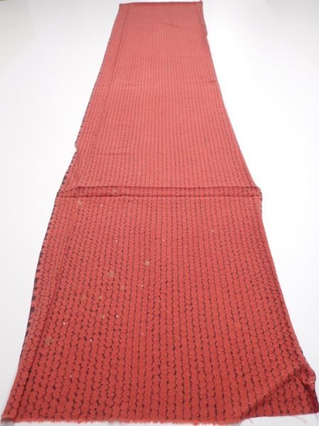 Photo5: 1Y06z100  Japanese Kimono Silk  FABRIC Shibori Red-Brown 66.5x14.6 (5)