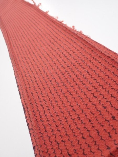 Photo1: 1Y07z50  Japanese Kimono Silk  FABRIC Shibori Red-Brown 60.6x7.5 (1)